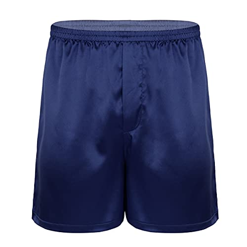 iEFiEL Männer Herren Boxer Shorts Satin Unterhose Kurze Pants Unterwäsche Trunks Unterhose Schlafanzughose Pyjamahose Basic Bottom Royal Blau Satin M von iEFiEL