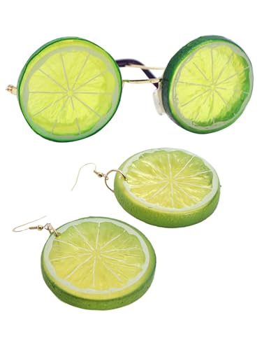iEFiEL Niedliche Zitrone Orange Brillen Ohrringe Sommer Frucht Ohrringe Schmuck Set Grün One Size von iEFiEL