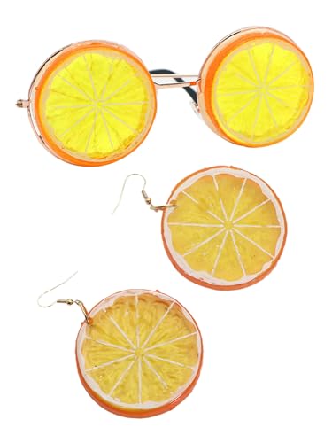 iEFiEL Niedliche Zitrone Orange Brillen Ohrringe Sommer Frucht Ohrringe Schmuck Set Orange One Size von iEFiEL