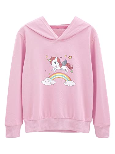 iEFiEL Niedlichen Kinder Hoodie Einhörner Kapuzenpullover Jungen Mädchen Pullover Baumwolle Top Casual Jumper Gr. 80-152 Rosa 122-128 von iEFiEL