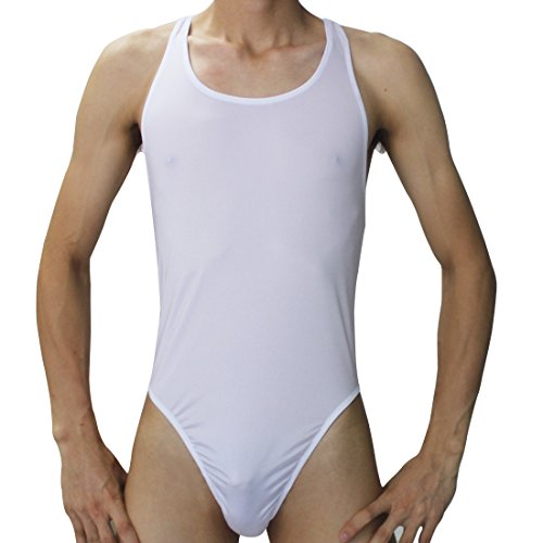 iEFiEL Slim Sexy Herren Körperformung Unterhemd Overall Männer String Body Bodysuit Unterwäsche (Weiß) von iEFiEL