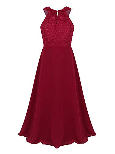 iEFiEL Sweet Prinzessin Lace Blumenmädchenkleider für Hochzeits Mädchen Festliches Kleid Brautjungfernkleid Festzug Partykleid Z Burgundy 140 von iEFiEL