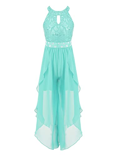 iEFiEL Sweet Prinzessin Lace Blumenmädchenkleider für Hochzeits Brautjungfern Mädchen Kleid Festlich Kinder Overall Jumpsuit Gr. 104-176 Za Mintgrün 140 von iEFiEL