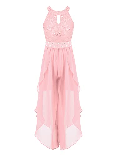 iEFiEL Sweet Prinzessin Lace Blumenmädchenkleider für Hochzeits Brautjungfern Mädchen Kleid Festlich Kinder Overall Jumpsuit Gr. 104-176 Za Rosa 152 von iEFiEL