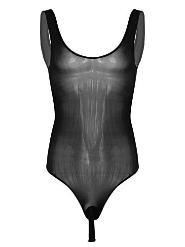 iEFiEL Transparent Herren Sissy Body Mesh Unterhemd String Body Träger Top Erotik Stringbody Dessous Schwarz A Einheitsgröße von iEFiEL