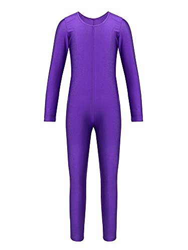 iEFiEL Turnanzug Kinder Mädchen Ganzkörperanzug Trikot Stretch Body Leotard Turnbody für Ballett Gymnastik Sport Training Dancewear Lila 158-164 von iEFiEL