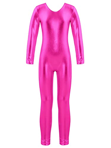 iEFiEL Turnanzug Kinder Mädchen Ganzkörperanzug Trikot Stretch Body Leotard Turnbody für Ballett Gymnastik Sport Training Dancewear X Hell Rosa Metallic 110-116 von iEFiEL