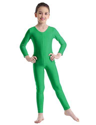 iEFiEL Turnanzug Kinder Mädchen Ganzkörperanzug Trikot Stretch Body Leotard Turnbody für Ballett Gymnastik Sport Training Dancewear Grün 110-116 von iEFiEL