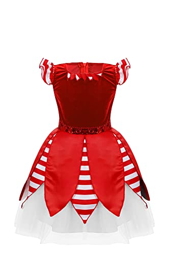 iEFiEL Weihnachtskleid Baby Mädchen Weihnachten Kleid Prinzessin Tutu Rock Kinder Weihnachtself Partykleid für Weihnachten Party V Rot 146-152 von iEFiEL