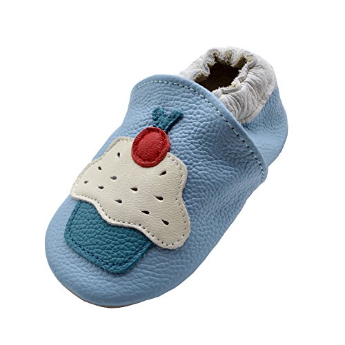 iEvolve Baby Babyschuhe Wildledersohle Baby Lederschuhe Lauflernschuhe Krabbelschuhe Vielzahl Art(Blau Kuchen,0-6 Monate) von iEvolve