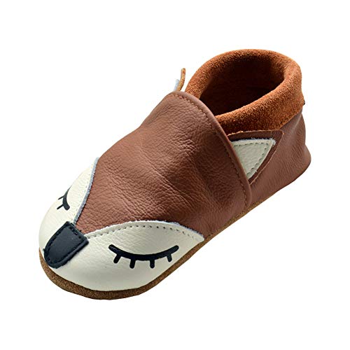 iEvolve Baby Babyschuhe Wildledersohle Baby Lederschuhe Lauflernschuhe Krabbelschuhe Vielzahl Art(Braun Fuchs,0-6 Monate) von iEvolve