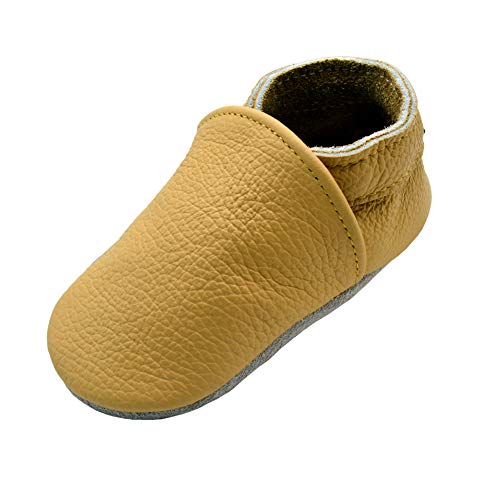 iEvolve Baby Babyschuhe Wildledersohle Baby Lederschuhe Lauflernschuhe Krabbelschuhe Vielzahl Art(Rein Gelb,12-18 Monate) von iEvolve