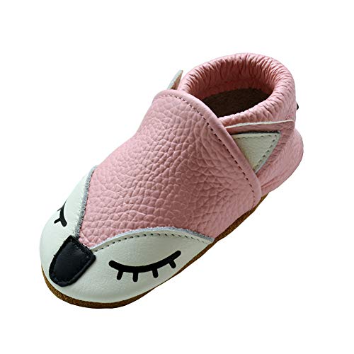 iEvolve Baby Babyschuhe Wildledersohle Baby Lederschuhe Lauflernschuhe Krabbelschuhe Vielzahl Art(Rosa Fuchs,12-18 Monate) von iEvolve