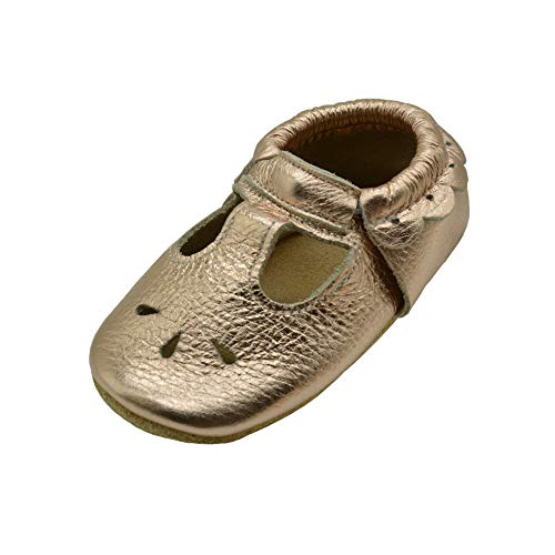 iEvolve Baby Babyschuhe Wildledersohle Baby Lederschuhe Lauflernschuhe Krabbelschuhe Vielzahl Art(Rosenrot Gold Sandale,0-6 Monate) von iEvolve