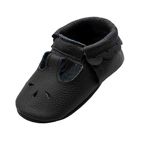 iEvolve Baby Babyschuhe Wildledersohle Baby Lederschuhe Lauflernschuhe Krabbelschuhe Vielzahl Art(Schwarz Sandale,0-6 Monate) von iEvolve