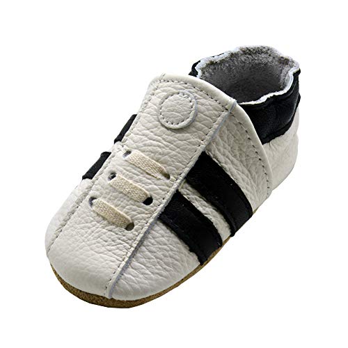 iEvolve Baby Babyschuhe Wildledersohle Baby Lederschuhe Lauflernschuhe Krabbelschuhe Vielzahl Art(Weiß Sneaker,18-24 Monate) von iEvolve