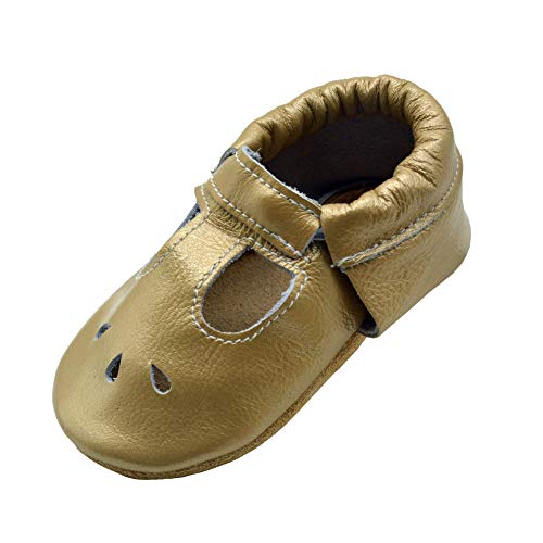 iEvolve Baby Mädchen Jungen Elefant Babyschuhe Baby Weiche Sohle Lederschuhe Baby Lauflernschuhe Krabbelschuhe(Hell Gold Sandale,6-12 Monate) von iEvolve