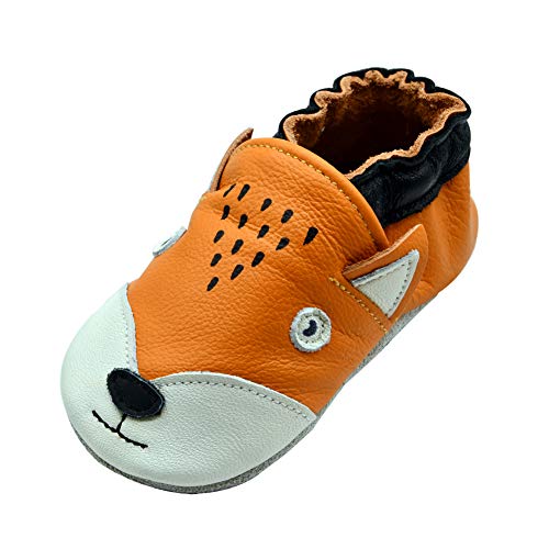 iEvolve Baby Mädchen Jungen Elefant Babyschuhe Baby Weiche Sohle Lederschuhe Baby Lauflernschuhe Krabbelschuhe(Orangen Fuchs(Neu),0-6 Monate) von iEvolve