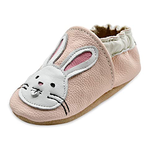 iEvolve Baby Mädchen Jungen Elefant Babyschuhe Baby Weiche Sohle Lederschuhe Baby Lauflernschuhe Krabbelschuhe(Rosa Hase,6-12 Monate) von iEvolve