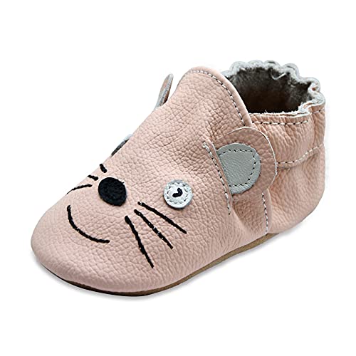 iEvolve Baby Mädchen Jungen Elefant Babyschuhe Baby Weiche Sohle Lederschuhe Baby Lauflernschuhe Krabbelschuhe(Rosa Maus,12-18 Monate) von iEvolve