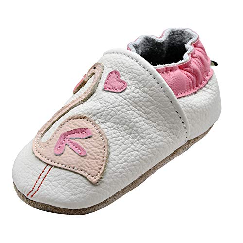 iEvolve Baby Mädchen Jungen Elefant Babyschuhe Baby Weiche Sohle Lederschuhe Baby Lauflernschuhe Krabbelschuhe(Weiß Gans),6-12 Monate von iEvolve