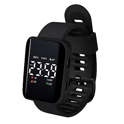 iFCOW Digitale Armbanduhr mit LED-Bildschirm, wasserdicht, Sportuhr für Kinder, Studenten, Jungen, Mädchen, Schwarz , M, modisch von iFCOW