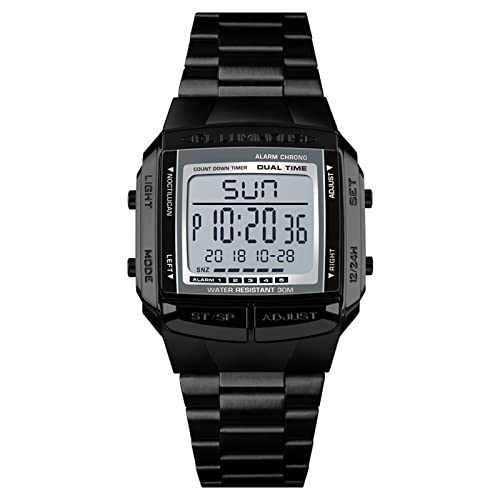 iFCOW Herren-Digitaluhr, 30 m wasserdicht, digitale Business-Armbanduhr, Datum, Woche, Alarm, Stoppuhr für Meetings, Business, Freizeit, Schwarz von iFCOW