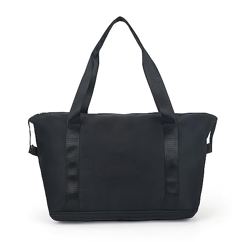 iFCOW Reise-Tragetaschen, erweiterbare Reisetasche mit großer Kapazität, Schultertasche, Yoga-Workout-Tasche, Schwarz , M, modisch von iFCOW