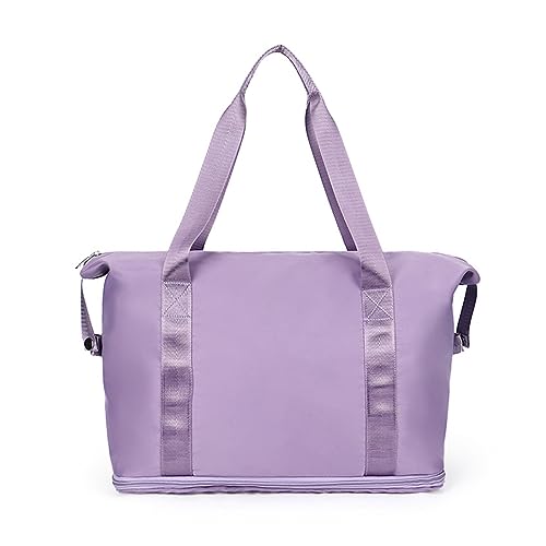 iFCOW Reise-Tragetaschen, erweiterbare Reisetasche mit großer Kapazität, Schultertasche, Yoga-Workout-Tasche, violett, M, modisch von iFCOW