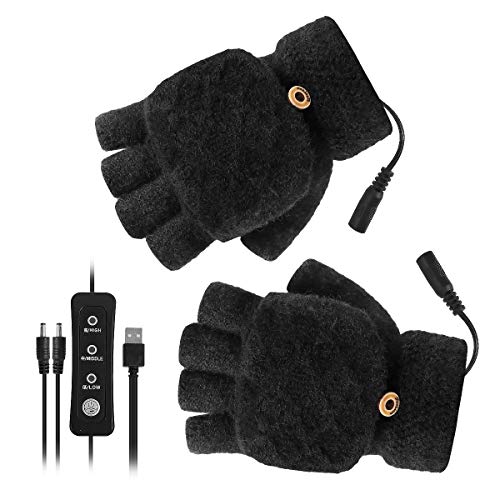 iFCOW Unisex USB Beheizte Handschuhe, Männer Frauen Winter Elektrische Heizung Handschuhe Mitten 3 Temperatureinstellungen von iFCOW