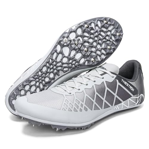 Ifrich Herren Damen Jungen Mädchen Spikes Leichtathletik Racing Laufschuhe Leichtathletik Leichtathletik Leichtathletik Sneaker, Hellgrau, 37 EU von iFRich