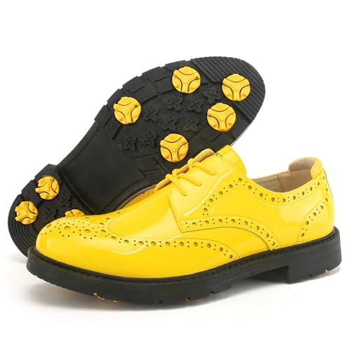 Ifrich Herren-Golfschuhe, professionelle Golfschuhe, spikeless Golf, Sport-Sneaker, Herren, Golf, Walking, Trainingsschuhe, gelb, 43 EU von iFRich