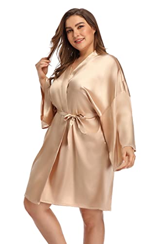 iFigure Damen Übergröße Satin Seide Roben Kurz Morgenmantel Party Roben - - 1X iFigure Damen Übergröße Satin Seide Roben Kurz Morgenmantel Party Roben - - 1X von iFigure
