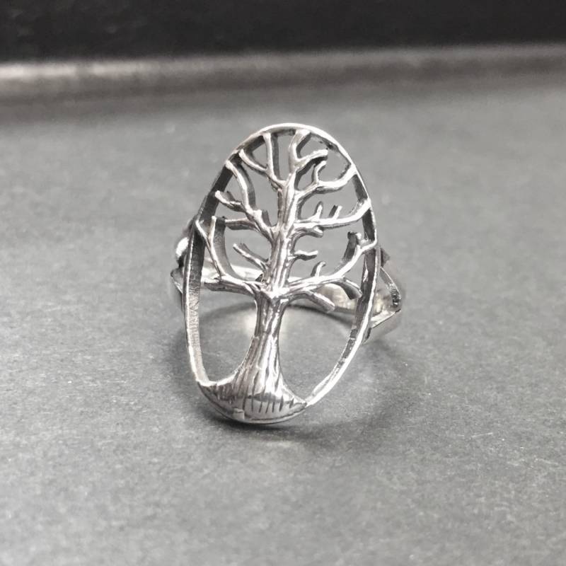 925 Massiv Sterling Silber Baum Des Lebens Ring-Oval Baum Des Lebens Ring-Oxidiert 925 Massiv Sterling Silber Baum Des Lebens Ring-Oval Baum Des Lebens Ring-Oxidiert von iGiftJewelry