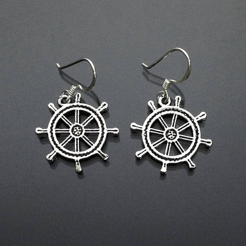 925 Massiv Sterling Silber Helm/Wasserrad Ohrringe Kapitän Schiff Rad Baumelnd Klein Oxidiert Feiner Schmuck 925 Massiv Sterling Silber Helm/Wasserrad Ohrringe Kapitän Schiff Rad Baumelnd Klein Oxidiert Feiner Schmuck von iGiftJewelry