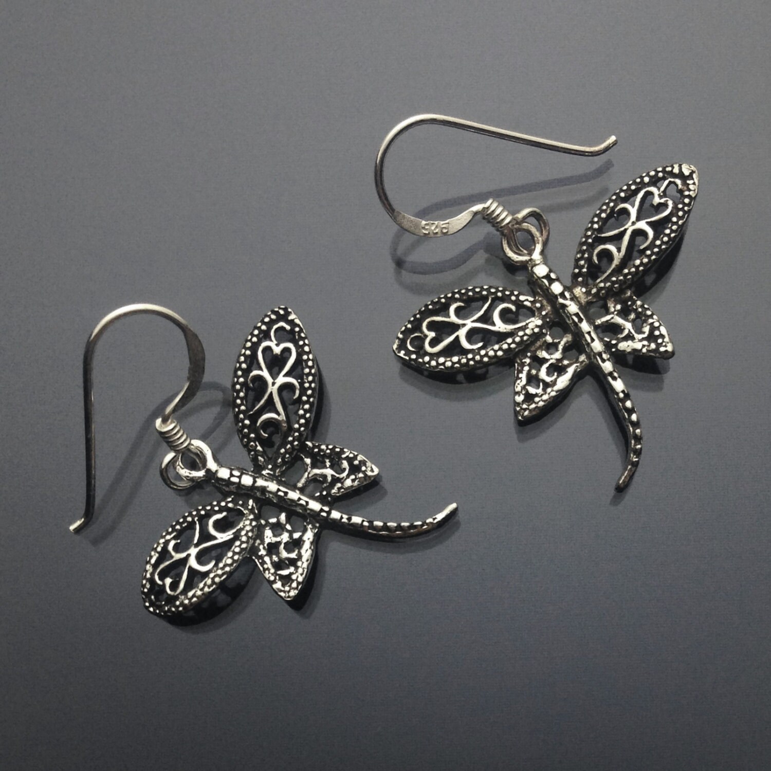 925 Massiv Sterling Silber Libelle | 1 Ohrringe/Baumelnd/Oxidiert/Verdunkelt/Libelle Schmuck/Feinsilber Schmuck 925 Massiv Sterling Silber Libelle | 1 Ohrringe/Baumelnd/Oxidiert/Verdunkelt/Libelle Schmuck/Feinsilber Schmuck von iGiftJewelry