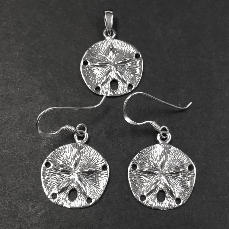 925 Massiv Sterling Silber Sand Dollar Ohrringe-Strandschmuck 925 Massiv Sterling Silber Sand Dollar Ohrringe-Strandschmuck von iGiftJewelry