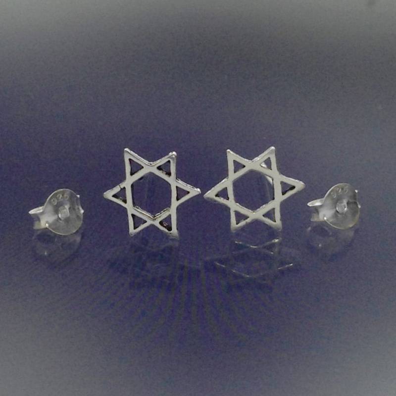 925 Sterling Silber David Stern Ohrringe-Ohrringe Oxidiertem Ohrringe Der Davidstern Ohrstecker von iGiftJewelry