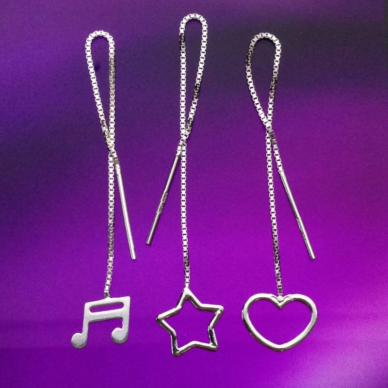 925 Sterling Silber Einfädler Ohrringe-Musik Hinweis Einfädler Ohrringe/Star Ohrringe/Herz Ohrringe-Baumeln-Rhodium-Paar 925 Sterling Silber Einfädler Ohrringe-Musik Hinweis Einfädler Ohrringe/Star Ohrringe/Herz Ohrringe-Baumeln-Rhodium-Paar von iGiftJewelry