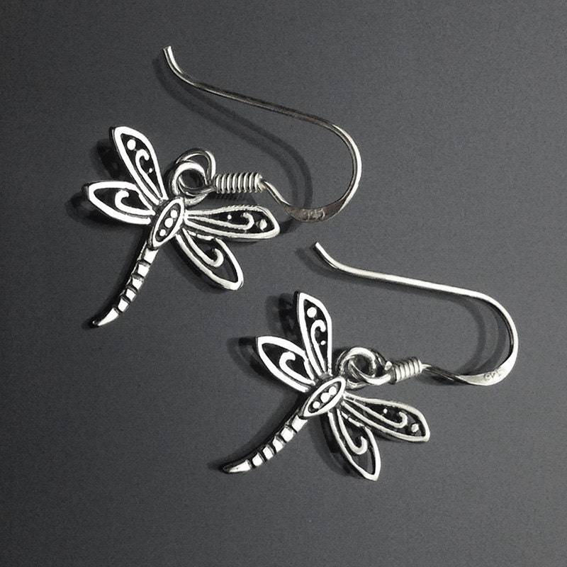 925 Sterling Silber Libelle Ohrringe | #3/Dangling /Oxidiert/Verdunkelt/Dragonfly Schmuck/Feinsilber Schmuck von iGiftJewelry