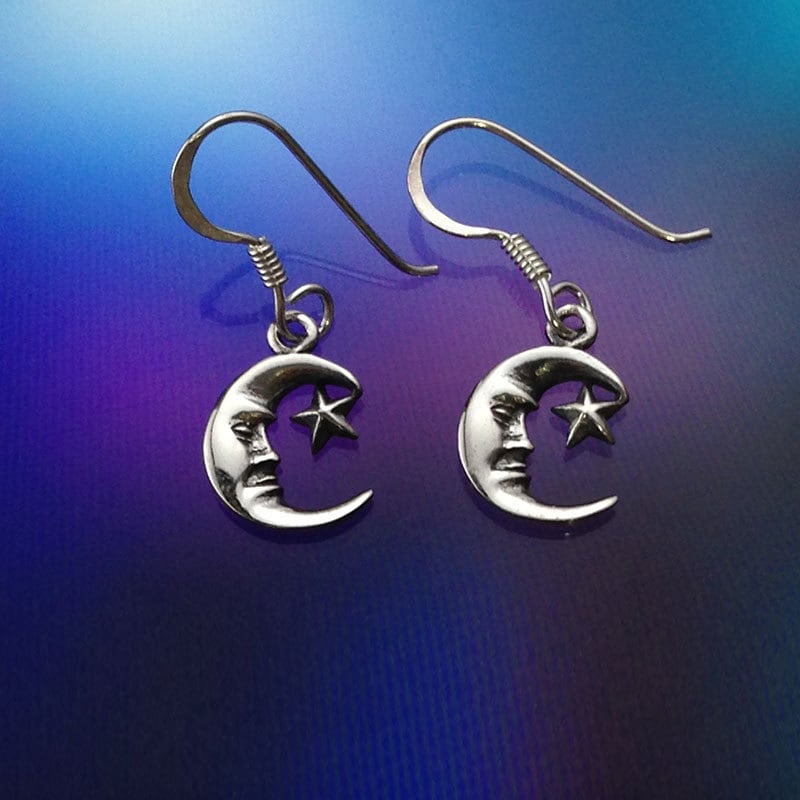 925 Sterling Silber Mond Und Stern Ohrringe-Ohrhänger-Poliert-Oxidiert 925 Sterling Silber Mond Und Stern Ohrringe-Ohrhänger-Poliert-Oxidiert von iGiftJewelry