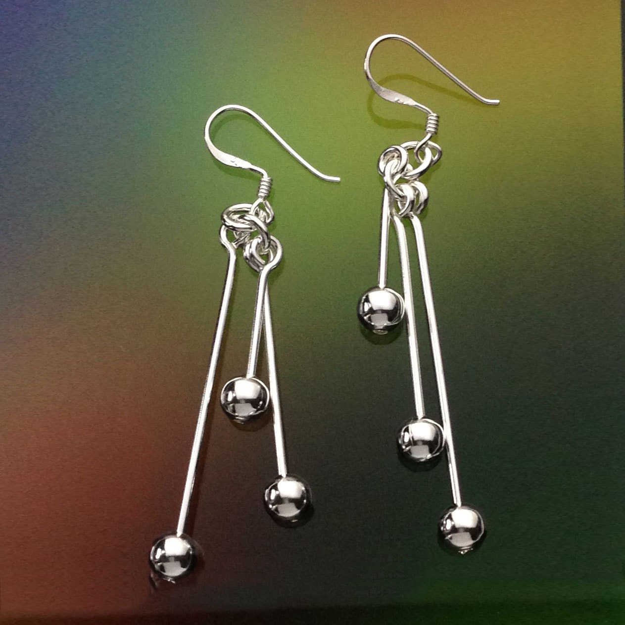 Kugel - Und Stabkronleuchter-Ohrringe Aus 925Er-Sterlingsilber, Baumelnd, Poliert Kugel - Und Stabkronleuchter-Ohrringe Aus 925Er-Sterlingsilber, Baumelnd, Poliert von iGiftJewelry