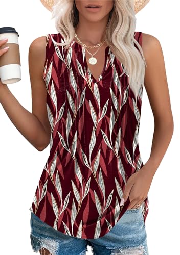 iHewbo Rotwein Weiße Bluse Damen Sommer 2025 Tops V-Ausschnitt Tshirt Basic Einfarbig Weste Elegant Tunika Tanktop von iHewbo