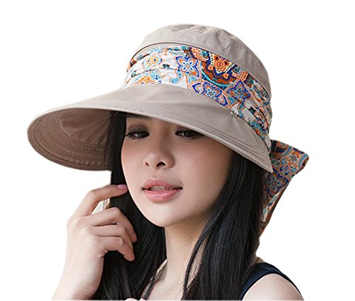 iHomey Roll Up Wide Brim Sonnenblende UPF 50+ UV-Schutz Sonnenhut mit Nackenschutz von iHomey