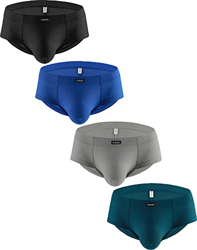 iKingsky Brasilianischer Rücken Slips Ausbuchtung Bikini-Unterwäsche Sexy Niedrigen Taillen Unterhose Hüft-Slips für Männer (Mittel. 4er Pack) von iKingsky