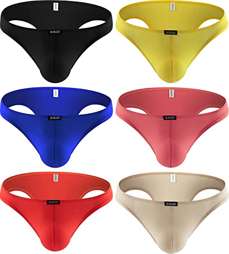 iKingsky Brasilianischer Rücken Slips Gestreift Halb Zurück Bikini-Unterwäsche Sexy Niedrigen Taillen Halber Schlupf Unterhose Hüft-Slips für Männer (XX-Large, 6er Pack) von iKingsky