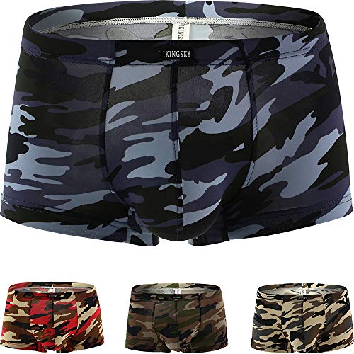 iKingsky Die Tarnung Pouch Herren Retroshorts Dehnbares Ausbuchtung Unterwäsche fur Männer Sexy Aiedrigen Taillen Unterhose (Small, 4er Pack) von iKingsky