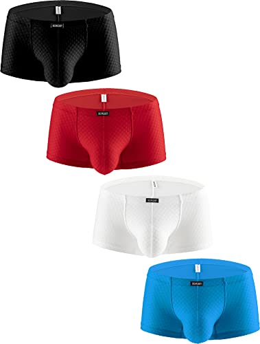 iKingsky Herren 3D-Beutel Retroshorts Strecken Ausbuchtung Unterwäsche Sexy Aiedrigen Taillen Unterhose fur Männer (X-Large, 4er Pack) von iKingsky