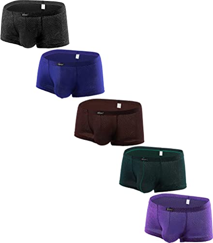 iKingsky Herren Atmungsaktiv Retroshorts Strecken Ausbuchtung Unterwäsche Sexy Aiedrigen Taillen Unterhose fur Männer (XX-Large, 5er Pack) von iKingsky