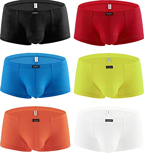 iKingsky Herren Atmungsaktive Retroshorts Ausbuchtung Männerstrunks Unterwäsche Sexy Uiedrigen Taillen Unterhose (Klein, 6er Pack) von iKingsky